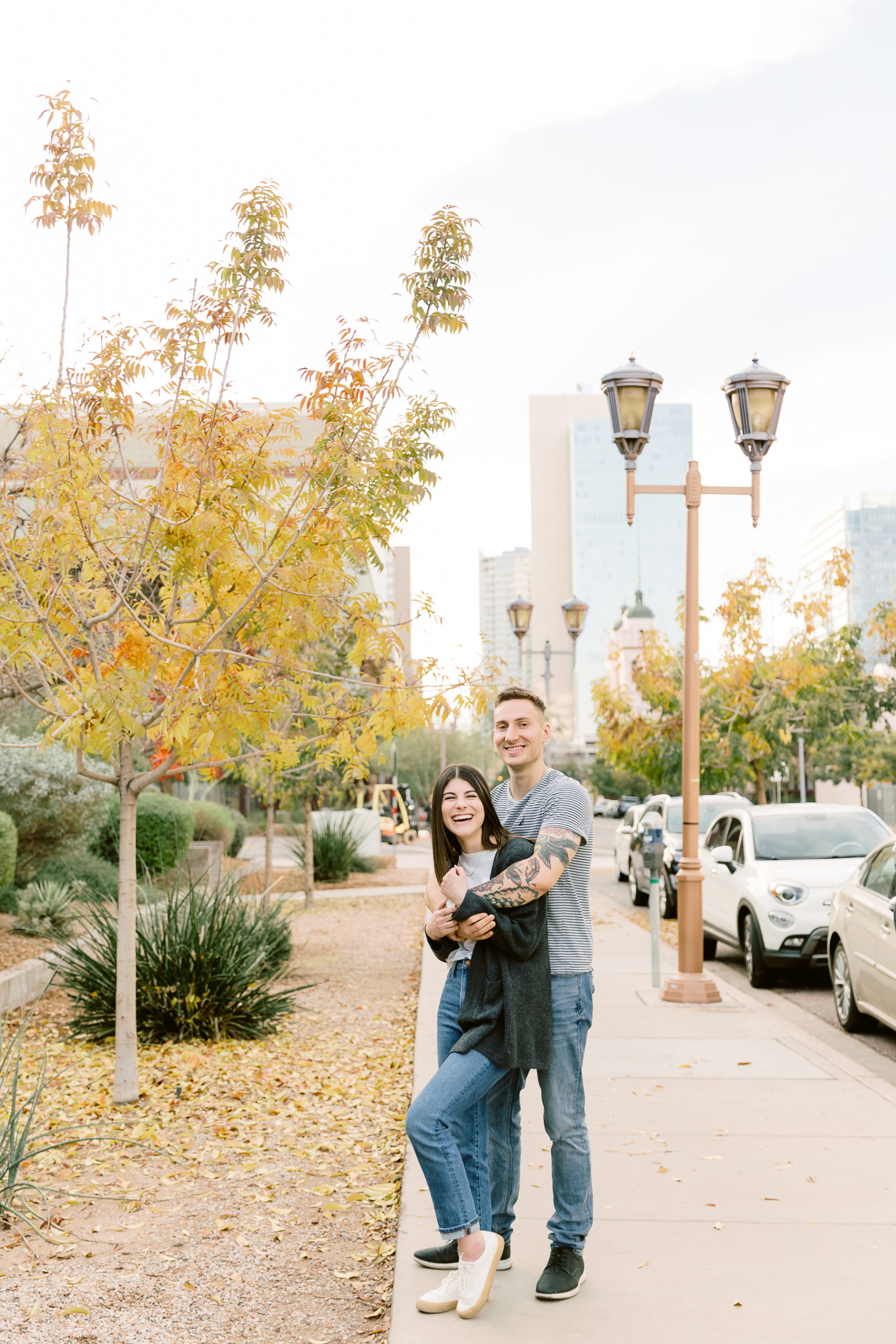 engaged couple in downtown phoenix